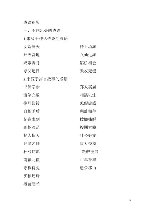 部编版六年级下册语文成语积累完整版