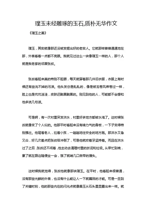 璞玉未经雕琢的玉石,质朴无华作文