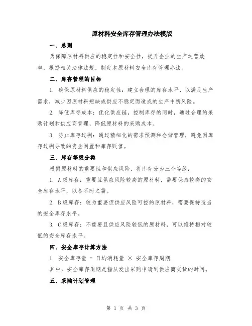 原材料安全库存管理办法模版