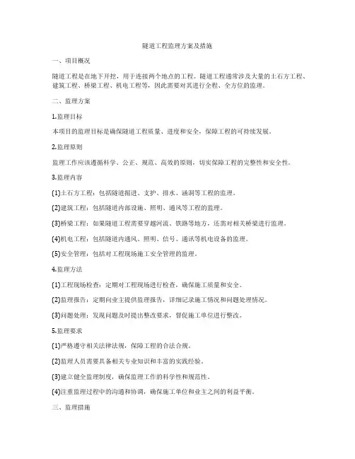 隧道工程监理方案及措施