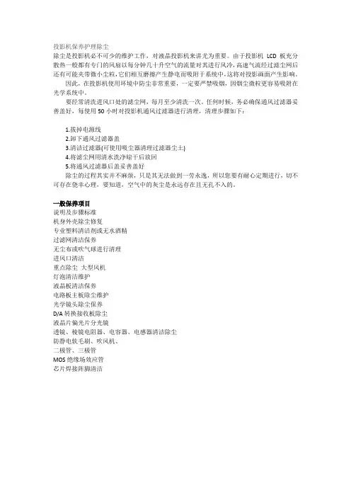 投影机保养护理除尘