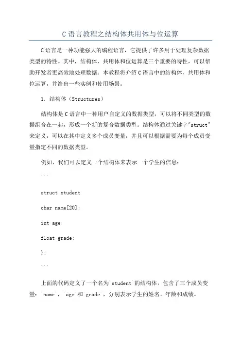 C语言教程之结构体共用体与位运算