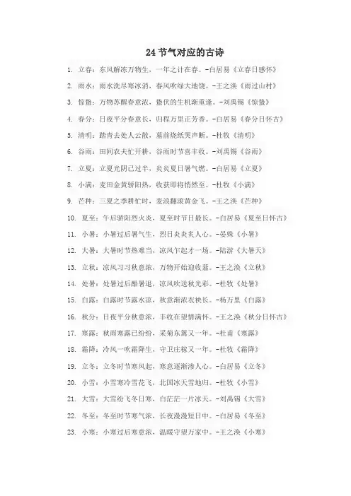 24节气对应的古诗