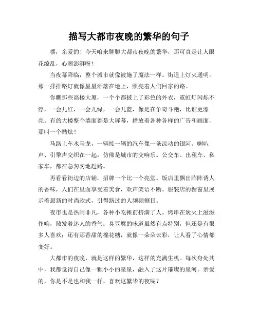描写大都市夜晚的繁华的句子