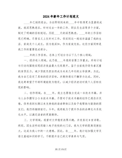 2024年新年工作计划范文（五篇）