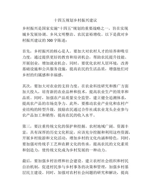 十四五规划乡村振兴建议
