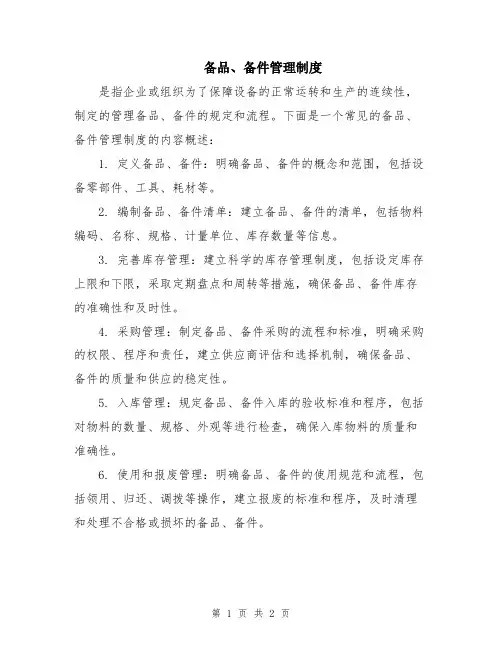 备品、备件管理制度