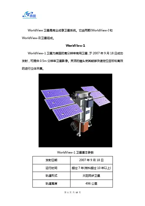 WorldView1234卫星遥感数据技术参数及购买须知