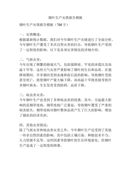 烟叶生产灾情报告模板