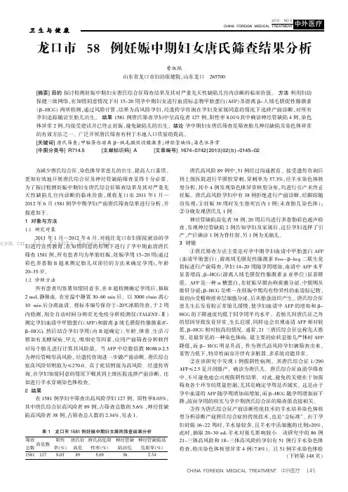 龙口市1581例妊娠中期妇女唐氏筛查结果分析