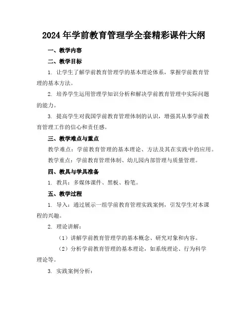 2024年学前教育管理学全套精彩课件大纲