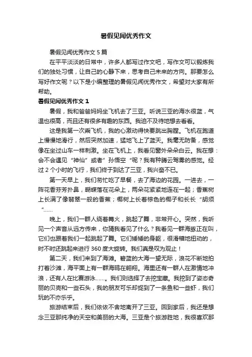 暑假见闻优秀作文5篇