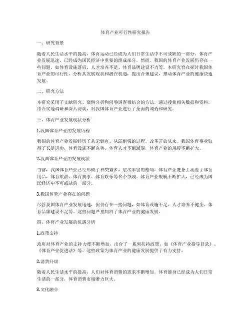 体育产业可行性研究报告