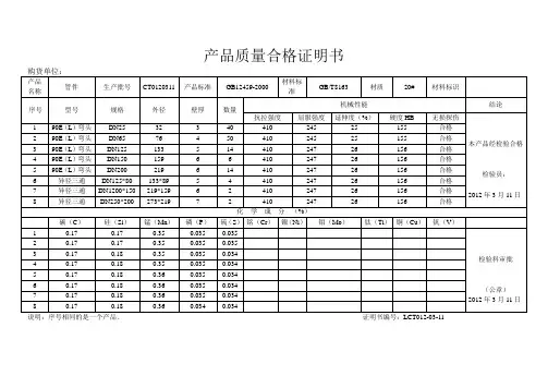 产品质量合格证明书