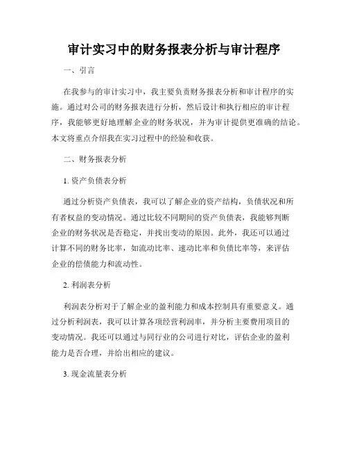 审计实习中的财务报表分析与审计程序