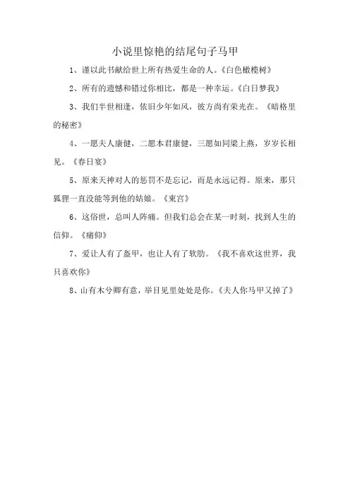 小说里惊艳的结尾句子马甲