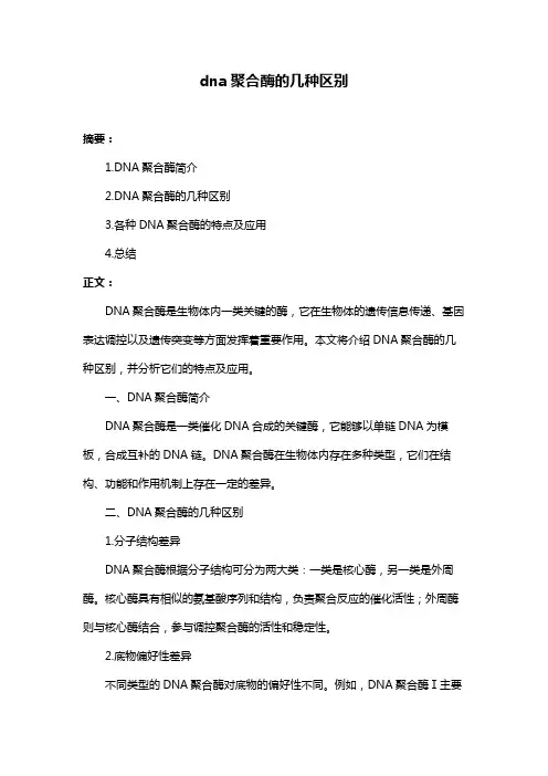 dna聚合酶的几种区别