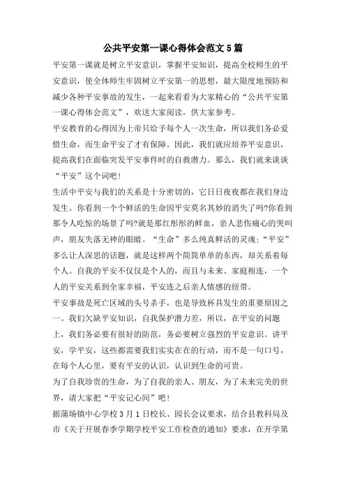 公共安全第一课心得体会范文5篇