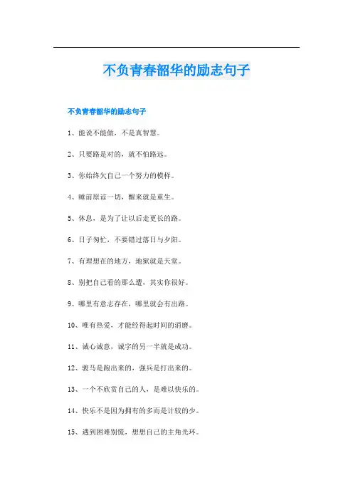 不负青春韶华的励志句子