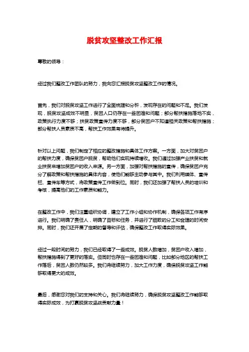 脱贫攻坚整改工作汇报