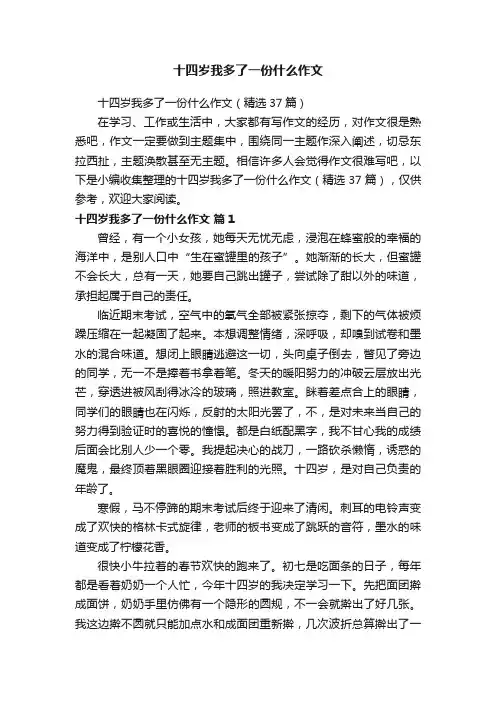 十四岁我多了一份什么作文