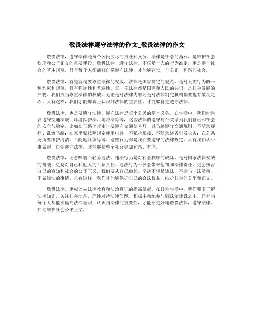 敬畏法律遵守法律的作文_敬畏法律的作文