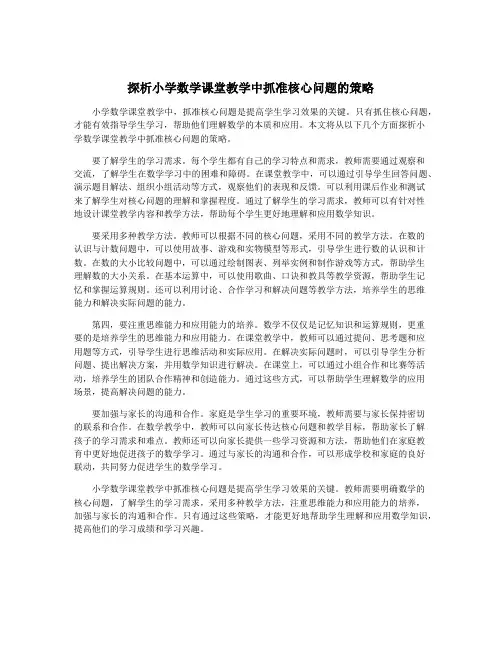 探析小学数学课堂教学中抓准核心问题的策略