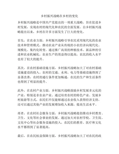 乡村振兴战略在乡村的变化