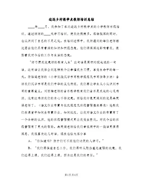 边远乡村教学点教师培训总结（2篇）