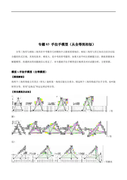 专题03 手拉手模型(从全等到相似)(解析版)