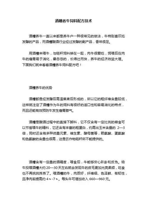 酒糟养牛饲料配方技术