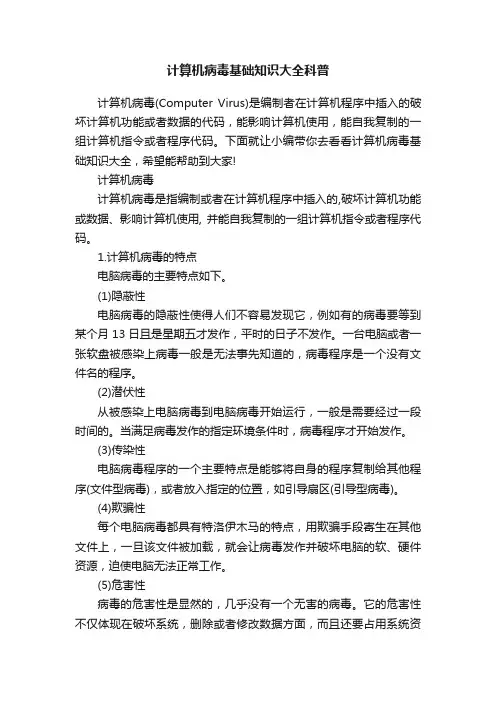 计算机病毒基础知识大全科普