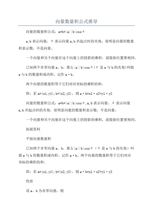 向量数量积公式推导