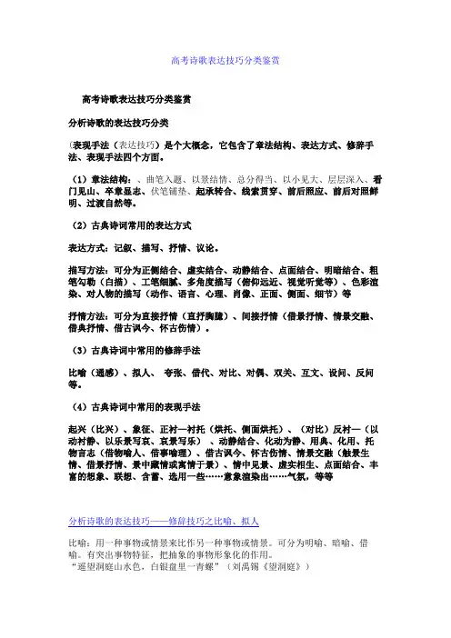 百强名校高考语文备考_高考诗歌表达技巧分类鉴赏