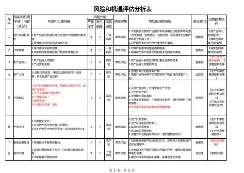 风险和机遇评估分析表