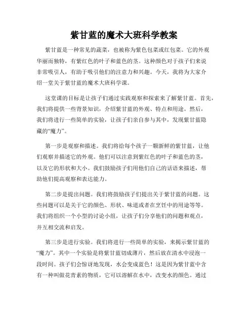 紫甘蓝的魔术大班科学教案