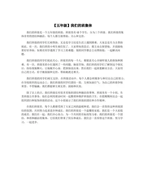 【五年级】我们的班集体