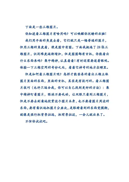 看三维图,唤醒你沉睡的右脑