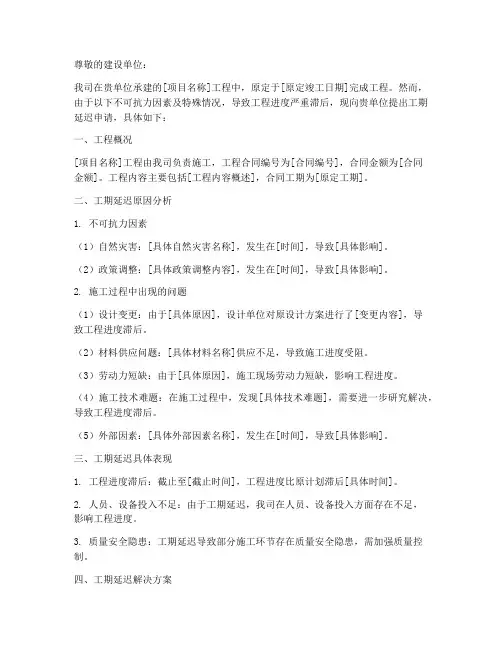 工程工期延迟申请报告