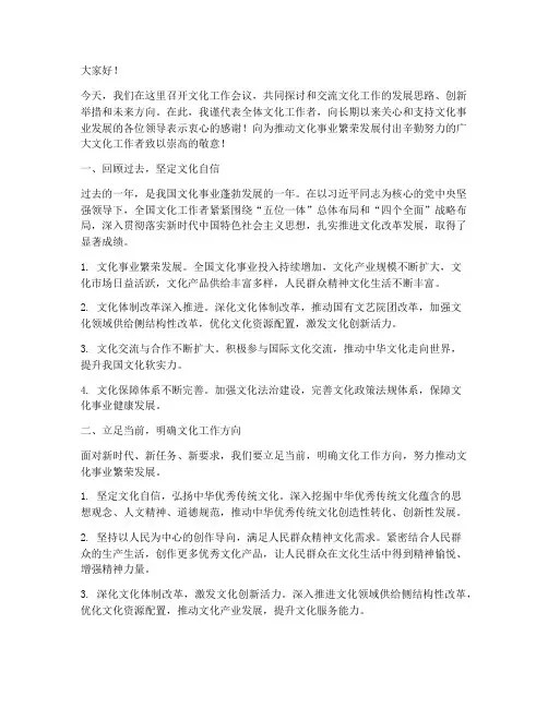 文化工作会议上的发言稿