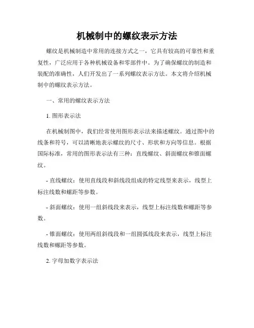 机械制造中的螺纹表示方法