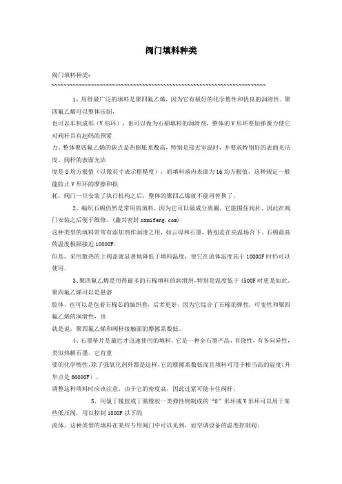 阀门填料种类