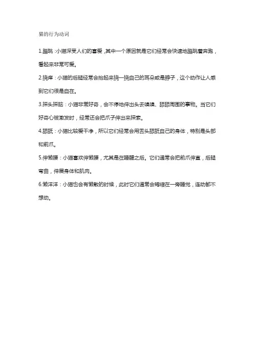 猫的行为动词