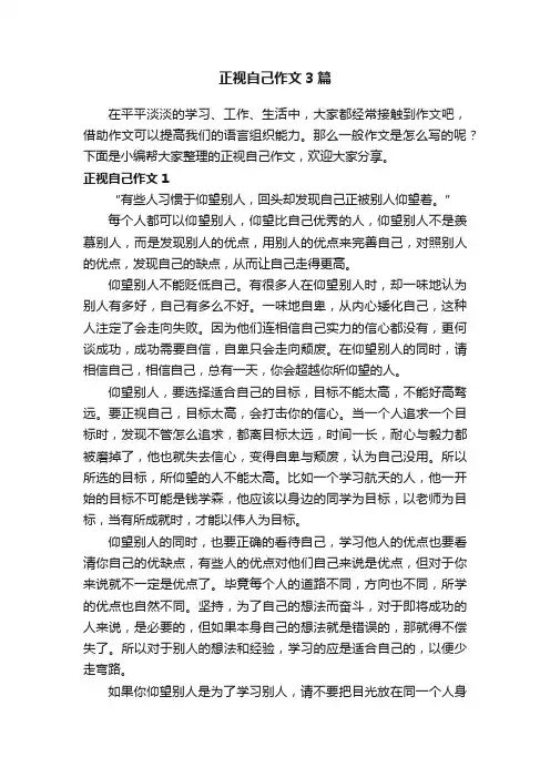 正视自己作文3篇