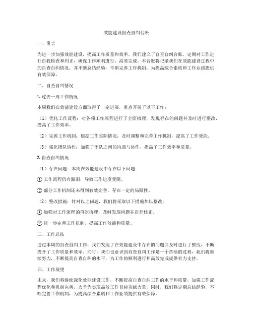 效能建设自查自纠台账