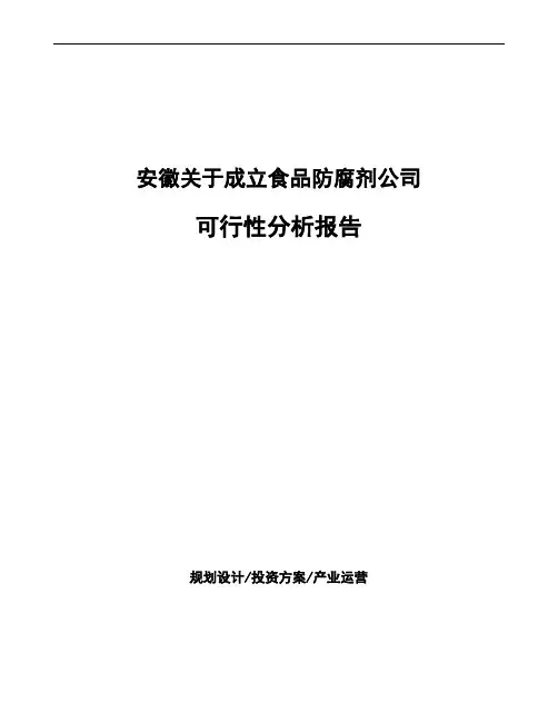 安徽关于成立食品防腐剂公司可行性分析报告