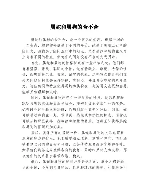 属蛇和属狗的合不合