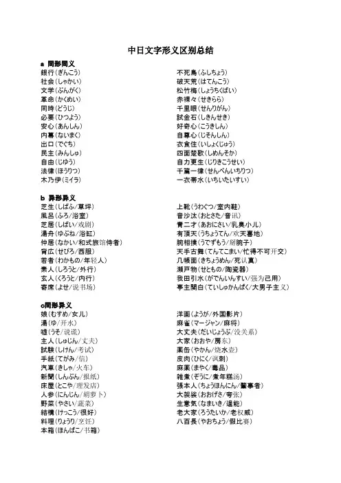 中日文字形义区别总结