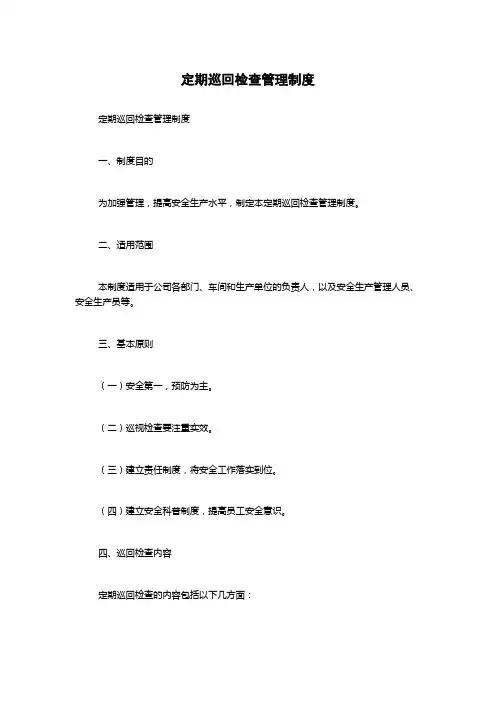 定期巡回检查管理制度