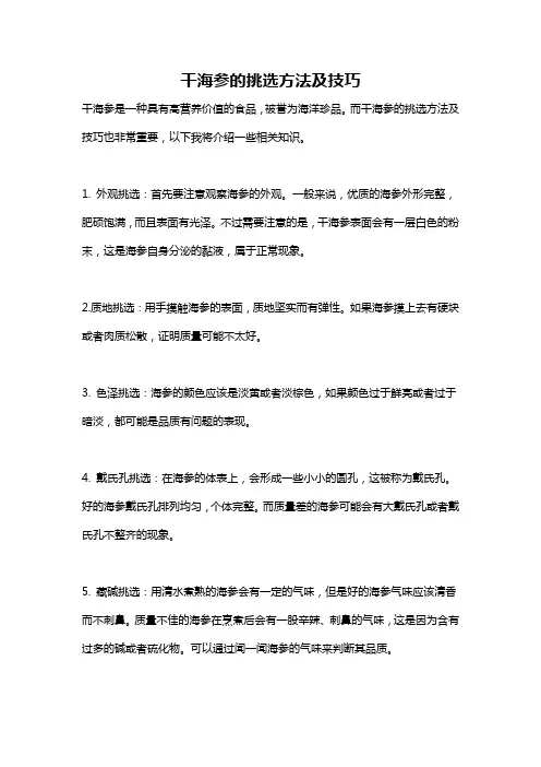 干海参的挑选方法及技巧